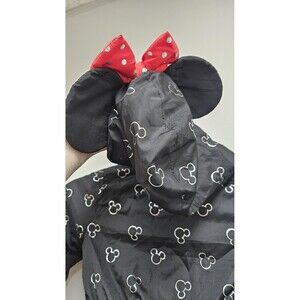 Disney Junior Minnie Mouse Jacket Girls 5 Black Hooded Bow Ears Cute Coat